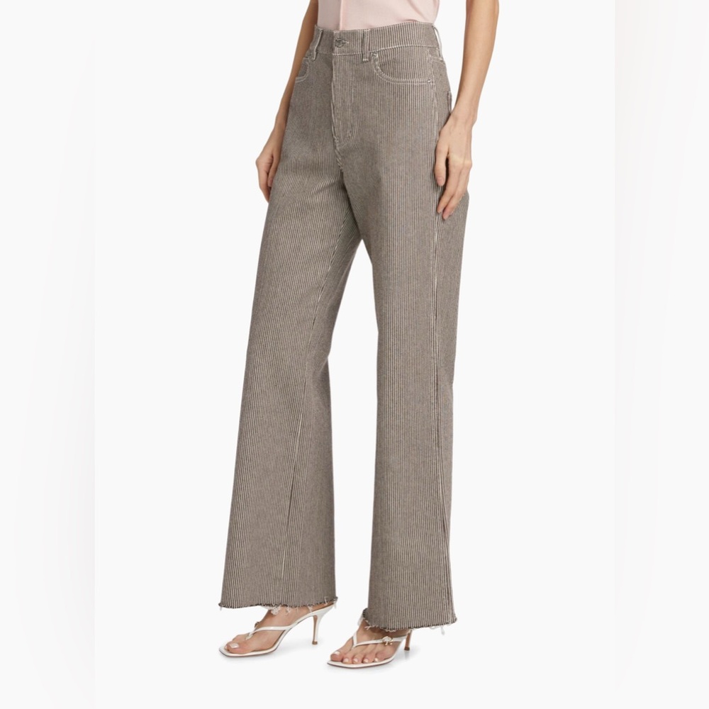 Veronica Beard Taylor High Rise Wide Leg Jean in Cedar Stripe